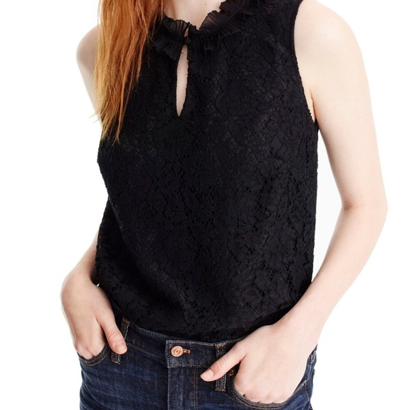 🌼🌸Lace Ruffle Sleeveless Tank Top, Black🌼🌸 - Picture 3 of 3